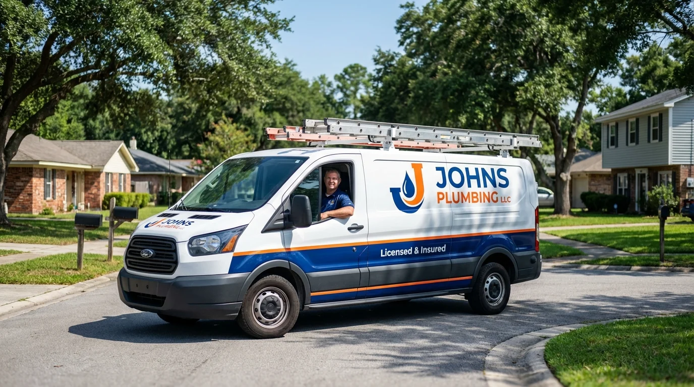 Johns Plumbing LLC service van in Hartsdale, NY