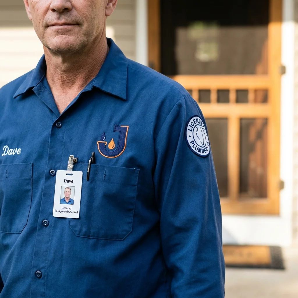 Licensed plumber showing ID badge in Hartsdale, NY
