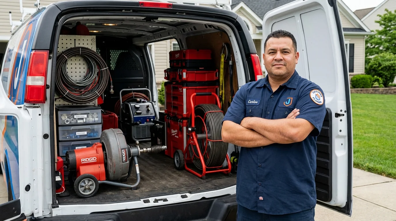 Professional drain cleaning equipment and Johns Plumbing LLC plumber in Hartsdale