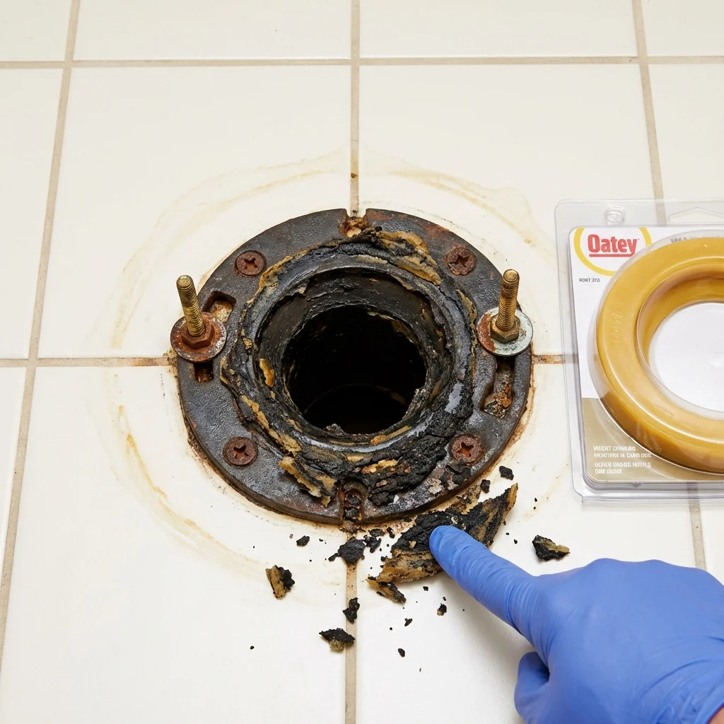 Failed wax ring showing water seepage at the base of a toilet in a Hartsdale, NY home